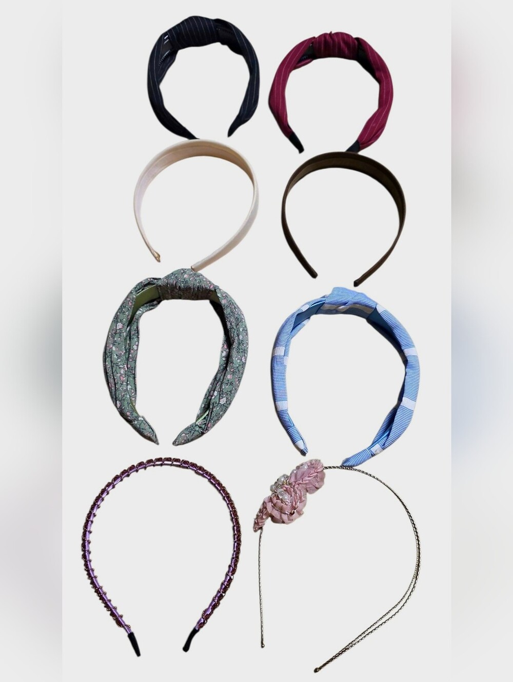 Mixed Women’s Headband Lot of 8 Knotted, Floral, Beaded Classic Hair Accessories